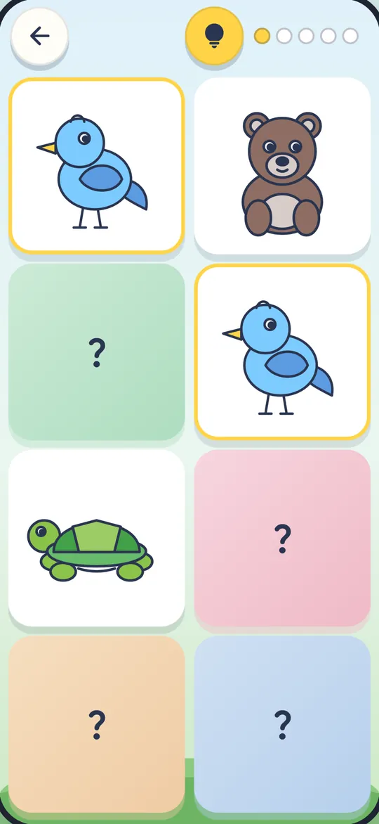 A memory game with animal cards